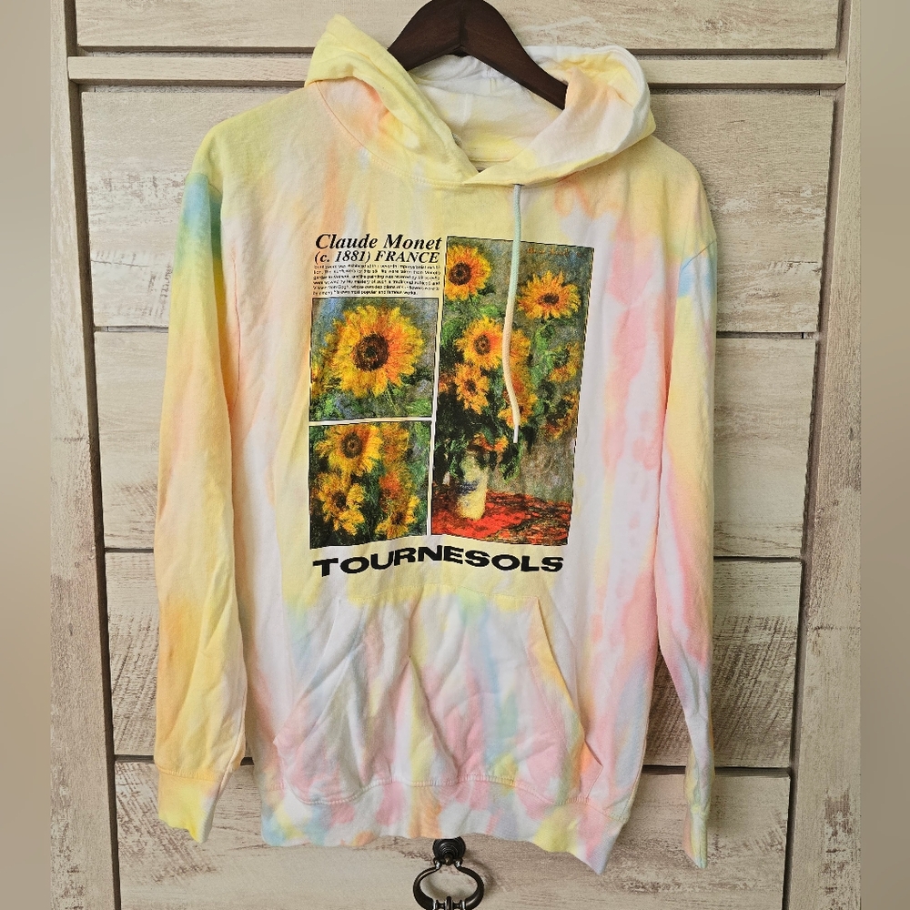 Claude Monet France Tournesol Sunflowers Art Tie-Dye Hoodie